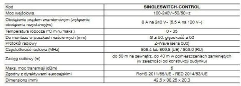 Moduł przekaźnikowy NICE SingleSwitch-Control 868,4 Mhz FGS-213 ZW5 EU